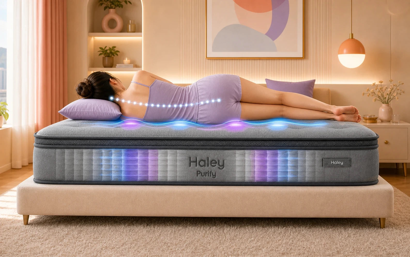 Haley Purify 150 x 190 x 25 cm pressure relief and three-zone support visual