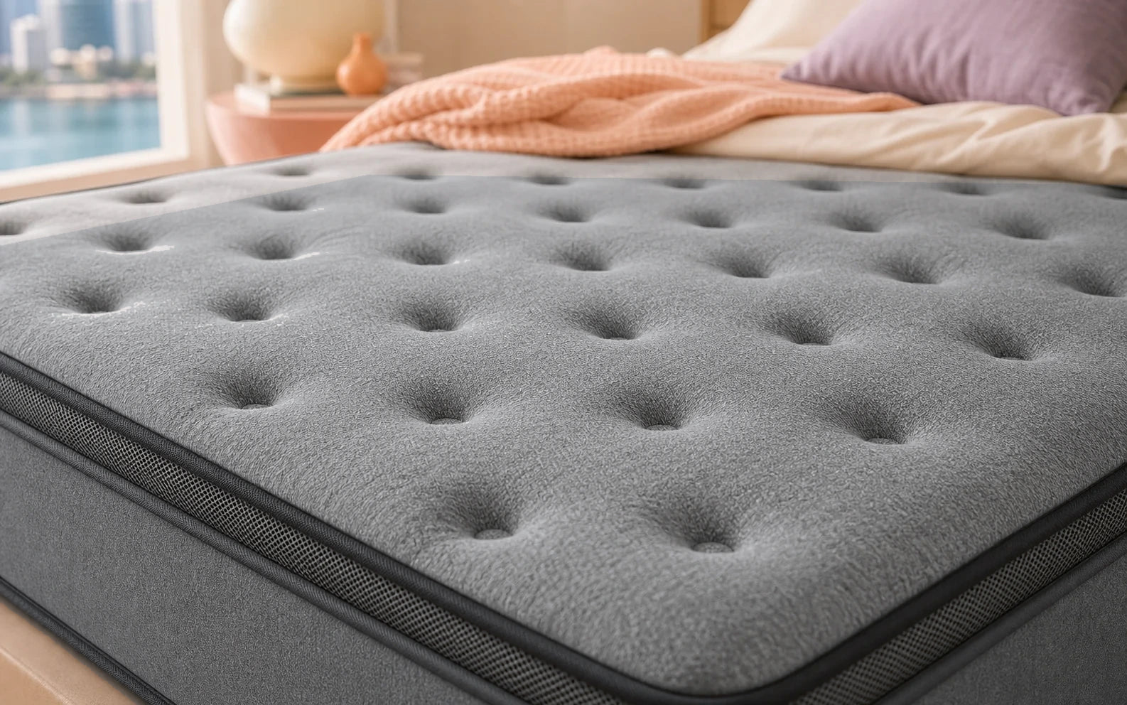 Haley Purify 150 x 190 x 25 cm quilted top surface detail