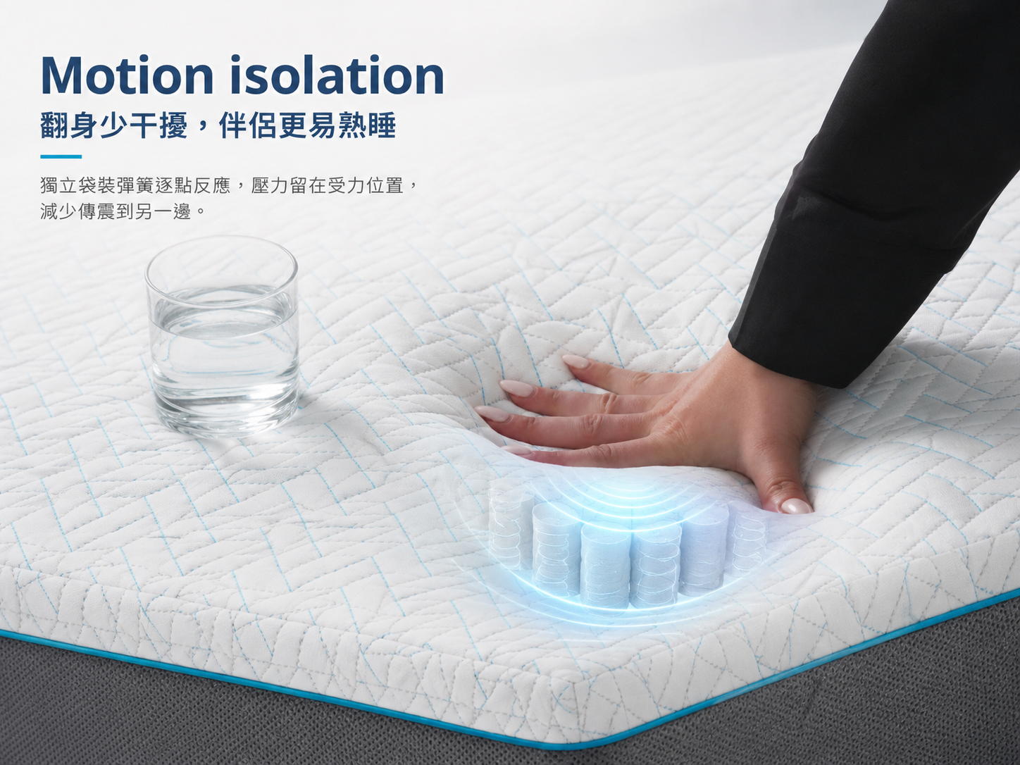 Haley Hybrid 135 x 190 x 21 cm mattress motion isolation proof scene for couples